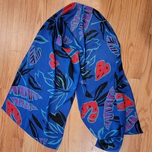 Rectangular Floral‎ Pattern Scarf Blue, Purple, Black & Red